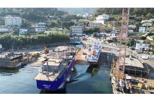 Launching of the island supply vessel with sail propulsion for the Marshall Islands.
Image Source: Hochschule Emden/Leer
