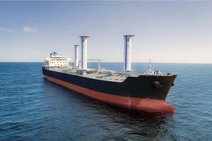 Sailing towards sustainability - EPS has signed its second contract with bound4blue as it continues on its decarbonisation voyage (digitally rendered image of eSAILs on MR newbuild) (c) Eastern Pacific Shipping