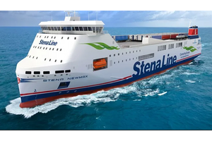 The ships will be the world’s first methanol fuelled hybrid RoRo vessels and will operate in the Stena Line Irish Sea system (illustrated - © Stena RoRo).
