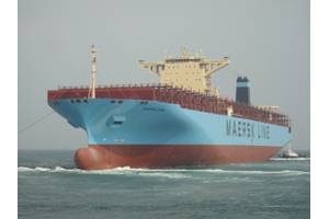 TAURO RICKMERS will be trading as MAERSK EVORA. She is one of the final  two 13,100 TEU container ships recently delivered by Hyundai Heavy Industries to Rickmers Group. Photo: Rickmers Group