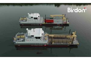 Two Waterways Commerce Cutter variants - an Inland Construction Tender (top) and River Buoy Tender (bottom) (Credit: Birdon America)