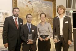 After the presentation of the Awards, (from left to right), Torsten Schramm, Chief Operating Officer of GL, and the prize winners Edward Sciberras, Katja Hartig, and Fabian Tillig.