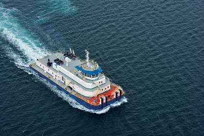 RAL designed advanced diesel electric shallow draft river push boat.