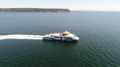 Enetai is a new catamaran ferry due to enter the Kitsap Transit fleet in a few weeks. Photo: BMT
