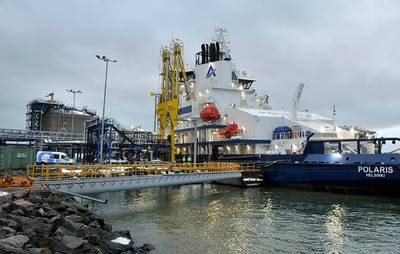 Finland’s first LNG-fueled icebreaker Polaris bunkered in Pori (Photo: SkanGas)