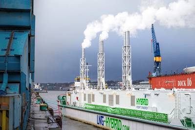 LNG Hybrid Barge during full load test trials at 7.5 megawatts (Photo: ©Becker Marine Systems)