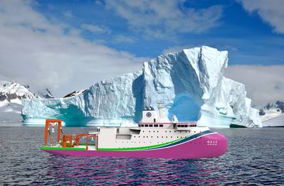 Illustration of the polar research Icebreaker. Image credit: Guangzhou Shipyard International Company Limited.