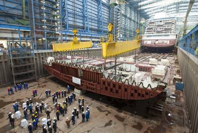 Keel-laying Norwegian Getaway: Photo credit Meyer Werft