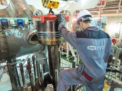 CSSC Marine Service completed the first X-DF overhaul in nine days. (Photo: CSSC Marine Service Co)