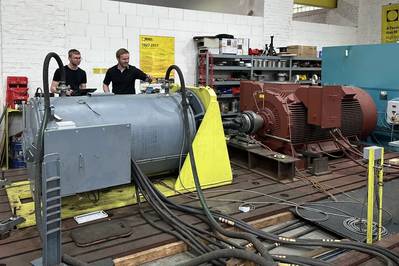 Menzel thoroughly tested the ship motors in its inhouse test field (here: squirrel-cage motor with water jacket cooling) (Photo: Menzel Elektromotoren)