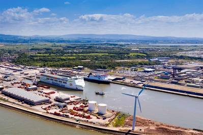 A NewMax ship in Heysham Port (Rendering by Peter Mild, courtesy Stena Line)