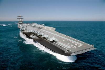 A photo illustration of the aircraft carrier John F. Kennedy (CVN 79).