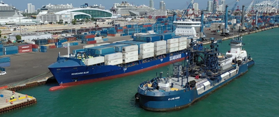 Seaboard Marine's newly acquired LNG dual fuel containership Seaboard Blue was bunkered with LNG at PortMiami. (Photo: Seaboard Marine)
