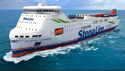 The ships will be the world’s first methanol fuelled hybrid RoRo vessels and will operate in the Stena Line Irish Sea system (illustrated - © Stena RoRo).