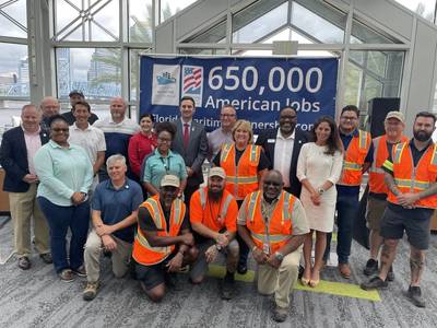 Source: American Maritime Partnership: Florida Commerce Secretary Laura DiBella was joined by representatives from the American Maritime Partnership, Florida Maritime Partnership, JAXPORT, Crowley and TOTE to celebrate National Maritime Day in Jacksonville, FL.