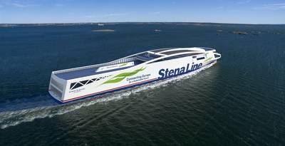 Stena Line aims to launch a fully battery powered vessel before 2030. Stena Elektra is a lightweight battery powered vessel with capacity to run approximately 50 nautical miles on batteries only, i.e. between Gothenburg or Fredrikshaven. (Image: Peter Mild / Stena Line)