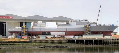 A BAE Systems Type 26 Frigate, HMS Glasgow, under construction. The Type 26 Frigate is the reference ship design for the Hunter Class Frigates.