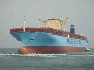 TAURO RICKMERS will be trading as MAERSK EVORA. She is one of the final  two 13,100 TEU container ships recently delivered by Hyundai Heavy Industries to Rickmers Group. Photo: Rickmers Group