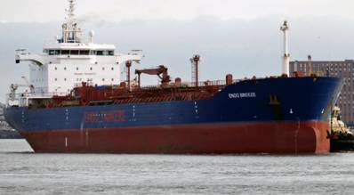 Tank vessel Endo Breeze underway after the fire. (Source: Martine Klingsick, Shipspotting.com - via NTSB)