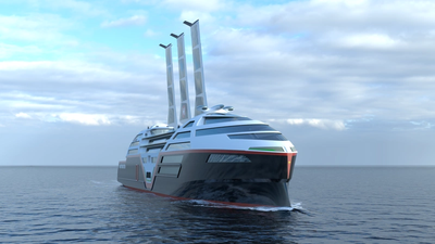 Sea Zero visual concept visualization, sails extended. (Image: VARD Design)