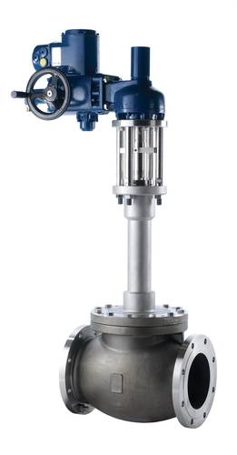 Bestobell is a leader in the cryogenic valve space,” said Hume. Pictured left is the  Bestobell Actuated globe valve with flanged end connections.