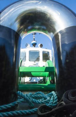 The Burrard Iron hawser winch is directly in front of the wheelhouse (Photo courtesy of Haig-Brown/Cummins)