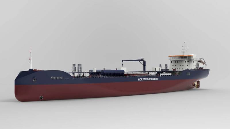 Tune Chemical Tankers’ new chemical tankers, with tanks of stainless steel for highly corrosive liquids.
Illustration: Norden Ship Design House