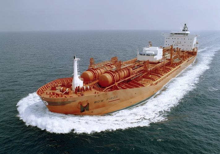 M/T Bow Firda, delivered in 2003, was the last and most advanced chemical tanker in Odfjell’s 37,500 dwt Kværner Class. It is powered by an MAN B&W 7S50ME-C main engine driving a MAN Alpha VBS1560 propeller and shaft alternator (Photo: MAN Diesel & Turbo)