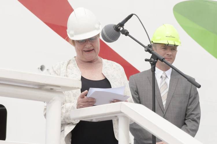 Former president of Finland, Tarja Halonen, with Janek Stalmeister, AS Tallink Grupp (Photo: Meyer Turku)