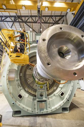 The Large Drive Test Center where they test all the PM machines before delivery to the shipyards. Image courtesy Yaskawa Environmental Energy / The Switch