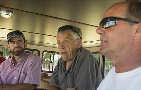 Lummi Island Wild’s reef net manager Ian Kirouac, president Keith Carpenter and Mavrik’s sea trial captain Chuck Albertson