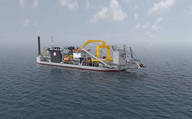 Rendering of the Jan De Nul Group newbuilding JDN8069 that, upon completion, will become the largest cutter-suction dredger in the world (Image: Jan De Nul Group)