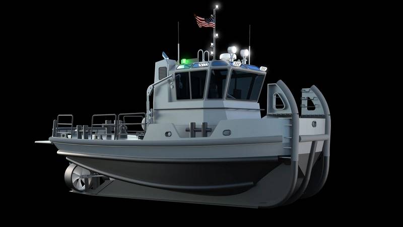 Rendering showing tug above and below the waterline (Image courtesy of the U.S. Navy)