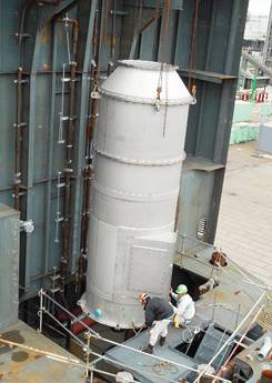 SOx scrubber manufactured by Fuji Electric Co., Ltd. (Photo: Imabari Shipbuilding)