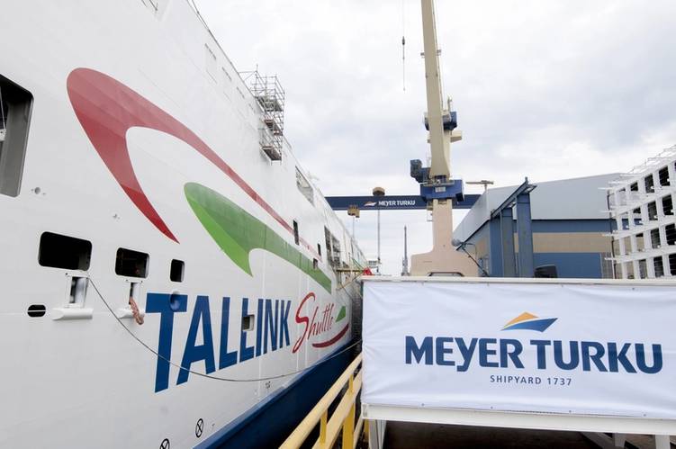 Tallink LNG Shuttle Megastar Naming - the ship's side (Photo: Meyer Turku)