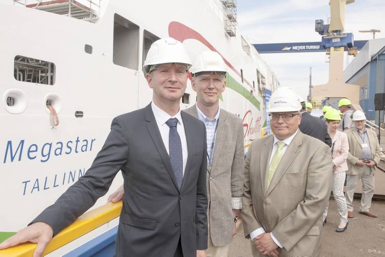 Tarvi-Carlos Tuulik, AS Tallink Grupp; Andres Lepik, AS Tallink Grupp; and Kari Toivonen, Meyer Turku (Photo: Meyer Turku)
