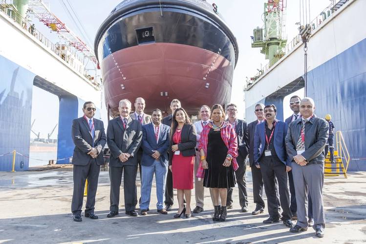 TNPA’s new tug, OSPREY, was launched and named at the Southern African Shipyards premises in Durban, South Africa.  (Photo: TNPA)