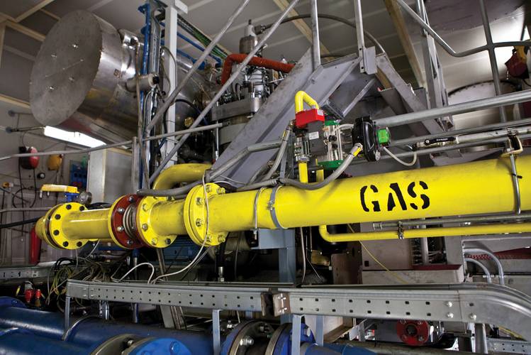 The new two-stroke gas engine design was developed within Wärtsilä’s global R&D function. The design was carried out jointly at Winterthur, Switzerland and Vaasa, Finland. The Wärtsilä engine laboratory located in Trieste in Italy was the site for test installation as it has gas supplies.