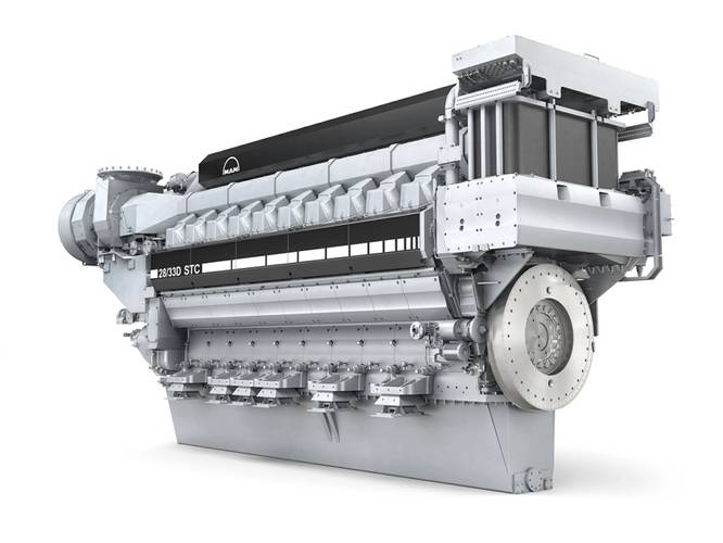 MAN V28/33D STC engine, in 20-cylinder version (Image: MAN Diesel & Turbo)