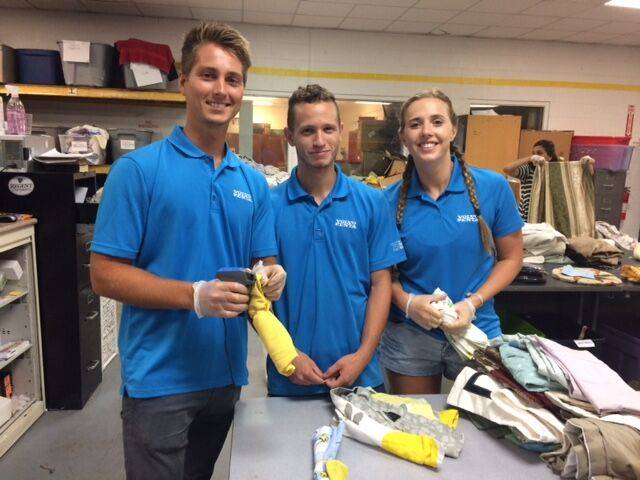 From left: Volvo Penta interns William Bratt, Noah LeGrand and Christina McLemore pitch in as volunteers at the Union Mission (Photo: Volvo Penta)