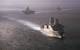 The amphibious transport dock ship USS San Diego (LPD 22) leads the America Amphibious Ready Group, comprised of San Diego, the amphibious assault ship USS America (LHA 6) and the amphibious dock landing ship USS Pearl Harbor (LSD 52) during a simulated straits transit off the coast of Southern California. (U.S. Navy photo by Chad Swysgood)