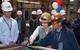 Congresswoman Susan Davis measures the first piece of steel for the fourth American Petroleum Tanker. (Photo: General Dynamics NASSCO)